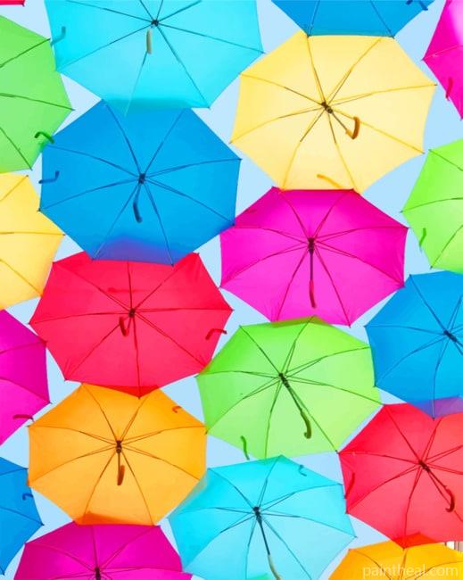 Multicolored Umbrellas Painting By Numbers Kits