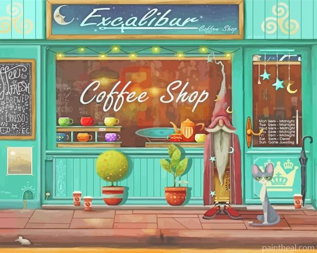 Retro Coffee Shop Painting By Numbers Kits