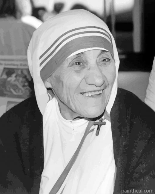 Mother Teresa Black And White Painting By Numbers Kits