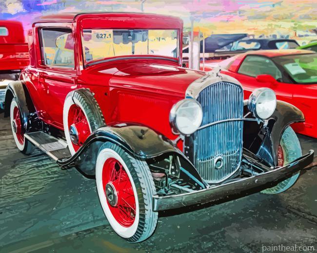 Red Vintage American Car -Paint By Numbers Painting By Numbers Kits