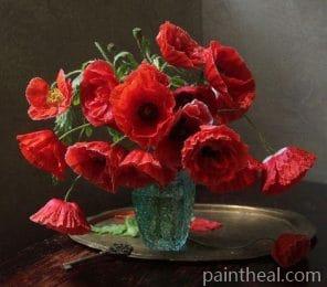Red Poppies Vase Painting By Numbers Kits