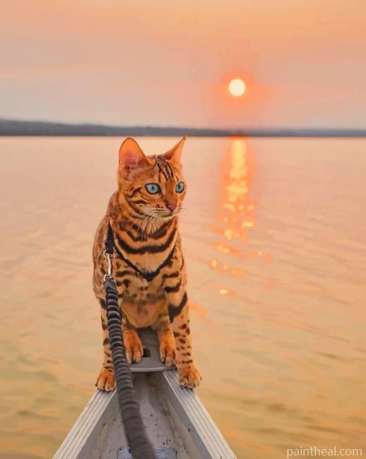 Bengal Cat In A Magical Sunrise NEW Painting By Numbers Kits