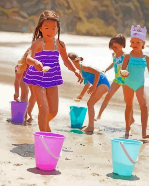 Kids On The Beach Painting By Numbers Kits