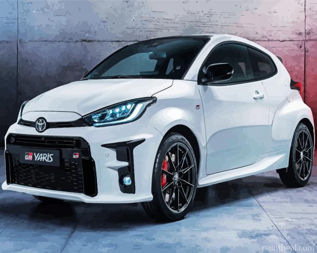 White Toyota Gr Yaris Painting By Numbers Kits
