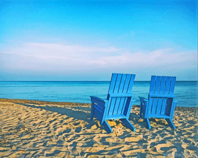 Blue Deck Chairs Painting By Numbers Kits