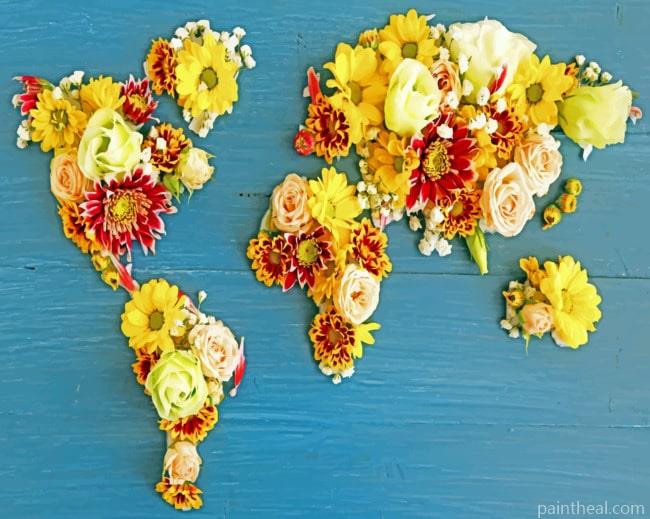 Flower World Map Painting By Numbers Kits
