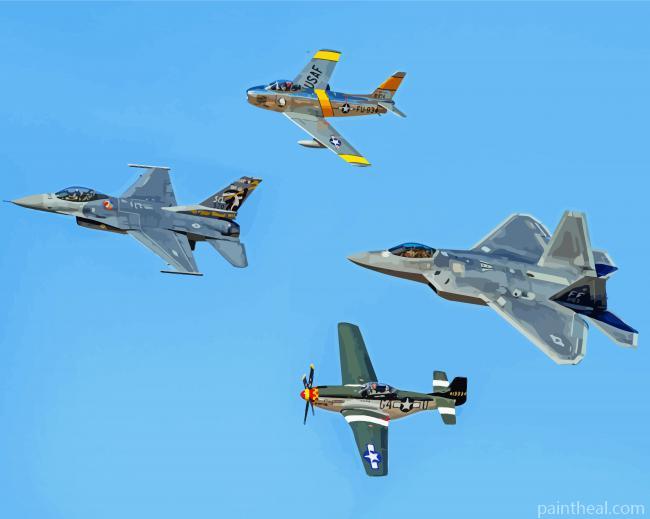 Flying Jet Aeroplanes Painting By Numbers Kits