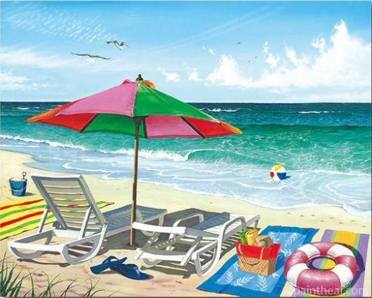 Beach Stroll Seascape Painting By Numbers Kits