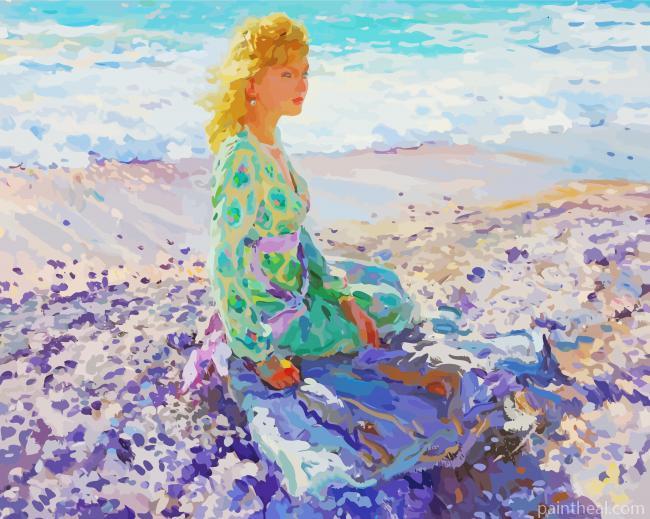 Aesthetic Lady By The Seaside Painting By Numbers Kits