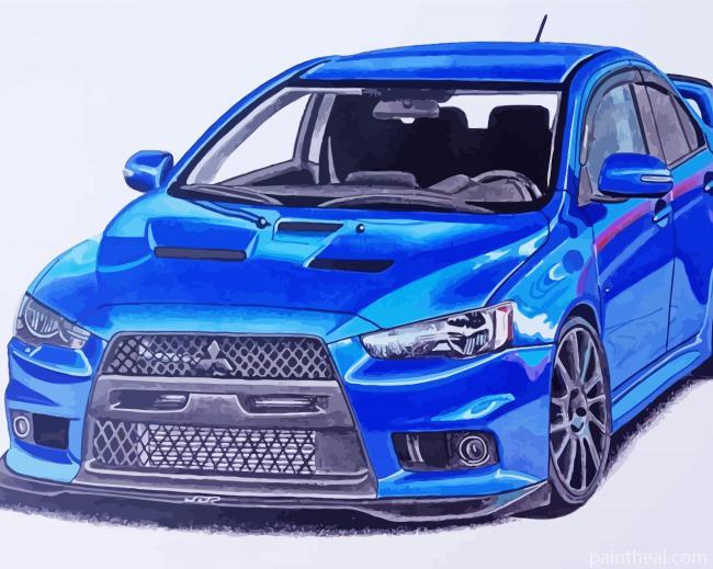 Blue Mitsubishi Evo Art Painting By Numbers Kits