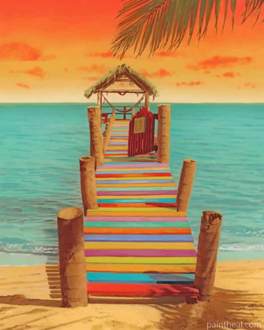 Colorful Sea Pier Painting By Numbers Kits