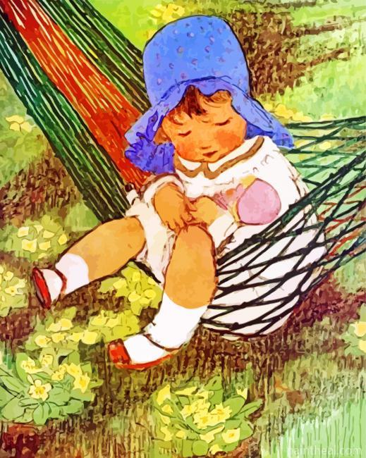 Baby Girl In Hamock Painting By Numbers Kits