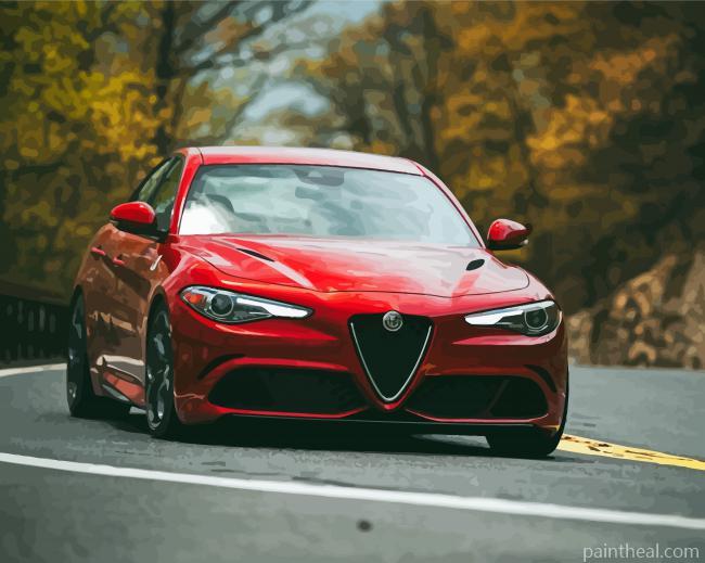 Red Alfa Romeo Giulia Painting By Numbers Kits