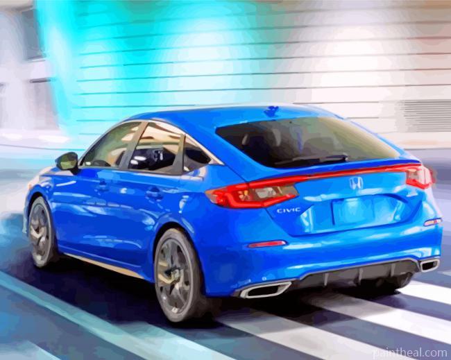 Blue Honda Car Painting By Numbers Kits