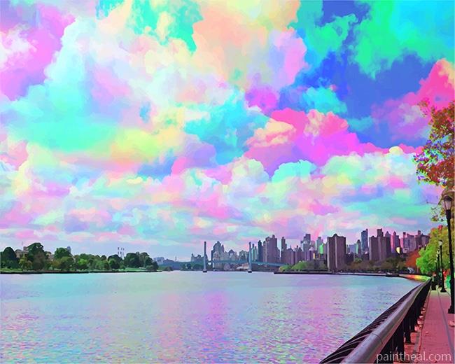 Aesthetic Rainbow Clouds Painting By Numbers Kits
