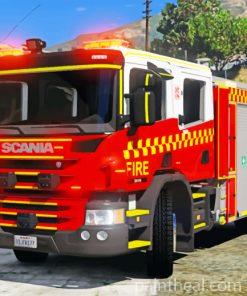 Firemen Truck Painting By Numbers Kits