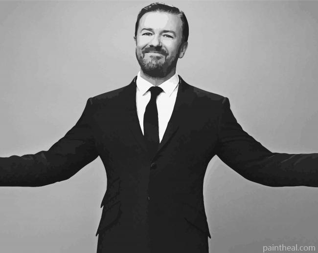 Black And White Ricky Gervais Painting By Numbers Kits