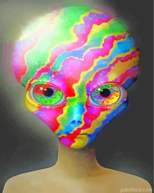 Colorful Alien Head Painting By Numbers Kits
