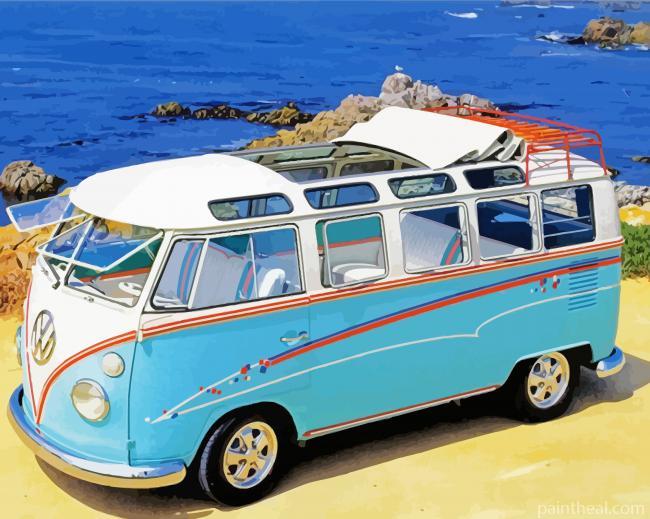 Vw Camper By The Beach Painting By Numbers Kits
