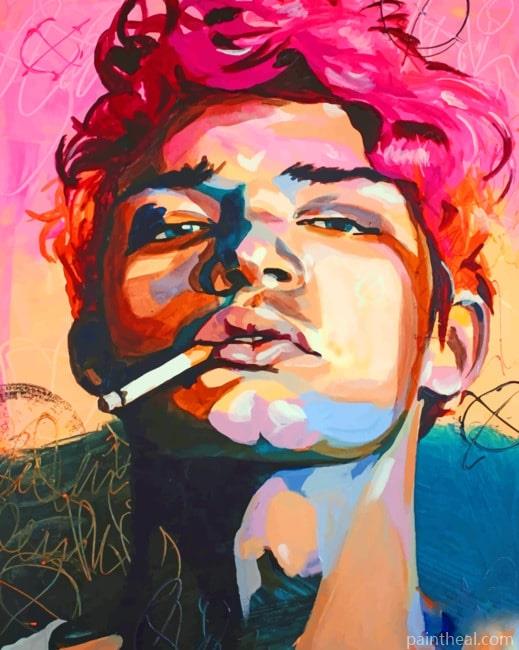 Colorful Smoking Man Painting By Numbers Kits