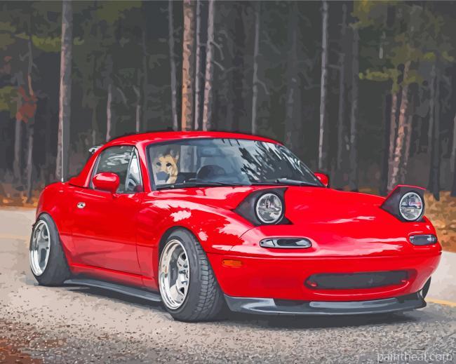 Red Miata Painting By Numbers Kits