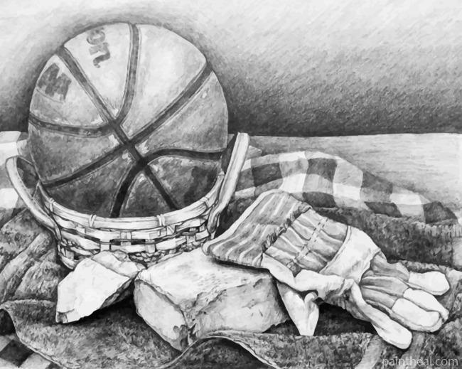Basketball In A Basket Painting By Numbers Kits