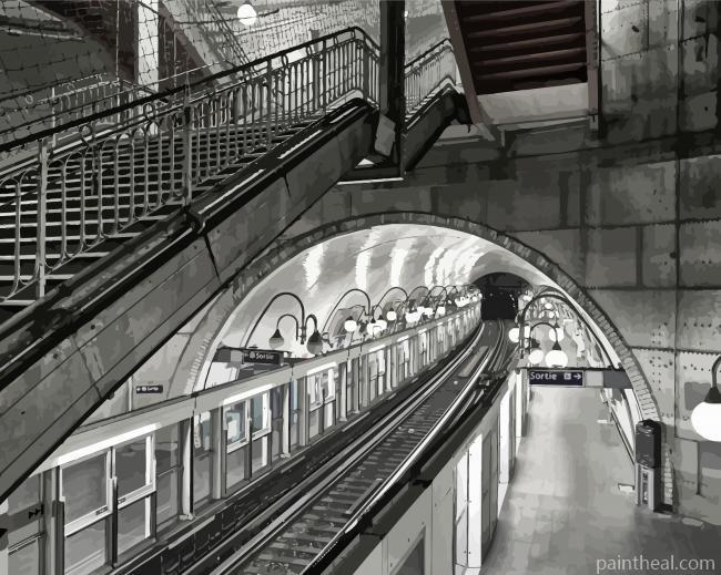 Black And White Paris Metro Painting By Numbers Kits