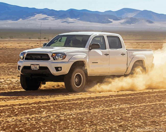 White Truck In Desert Painting By Numbers Kits
