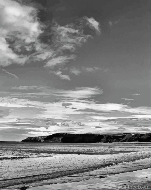 Black And White Yorkshire Coast Painting By Numbers Kits