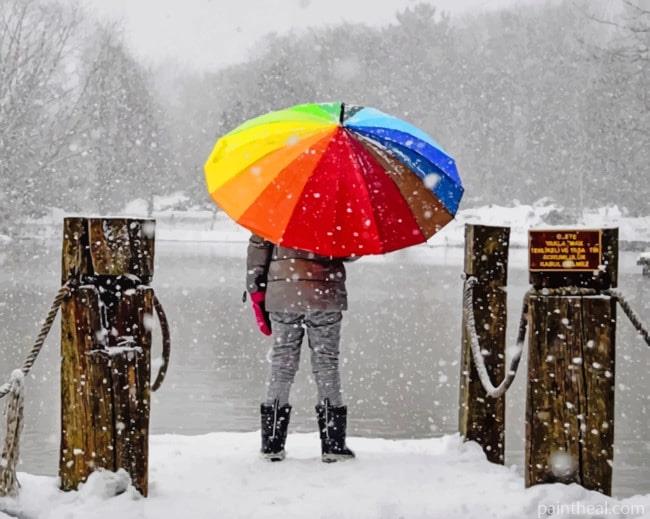 Snow Multicolored Umbrella Painting By Numbers Kits