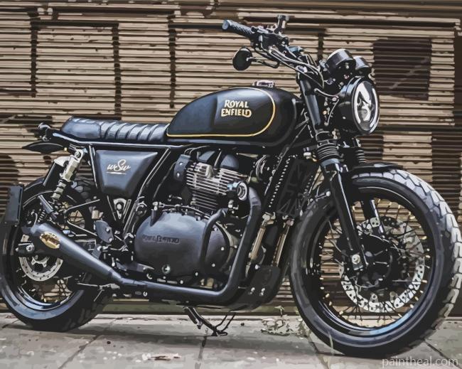 Black Royal Enfield Interceptor Painting By Numbers Kits