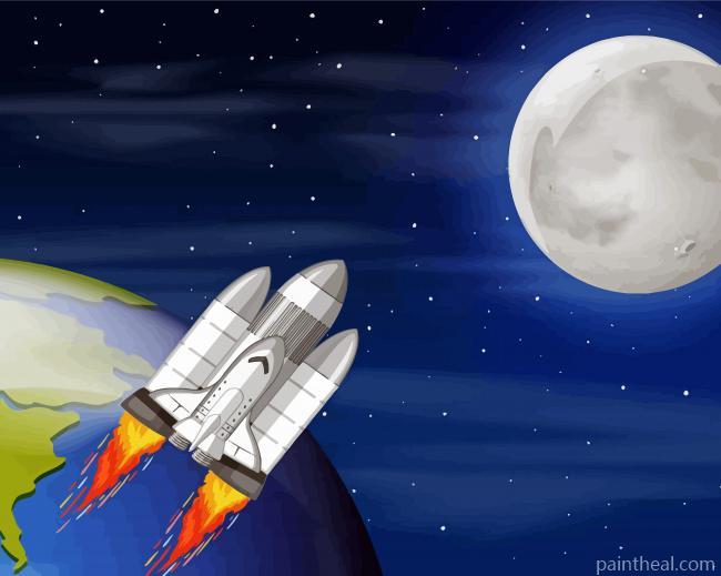 Rocket To Moon Painting By Numbers Kits
