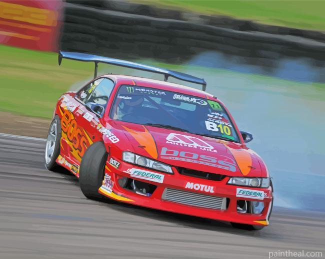 Red Car Drifting Painting By Numbers Kits