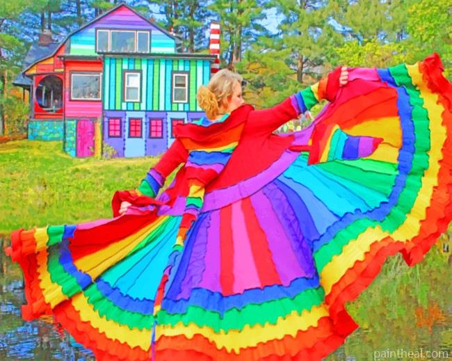 Rainbow Dress Painting By Numbers Kits