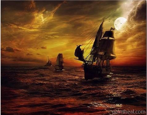 Pirate Ship Seascape Painting By Numbers Kits