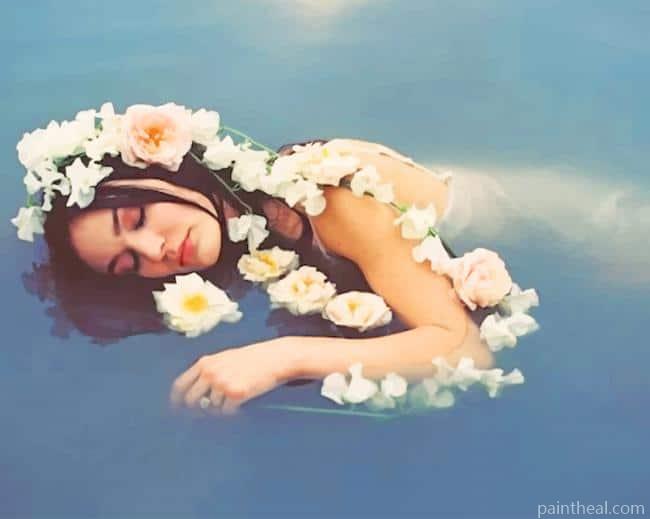 Floral Woman In Water Painting By Numbers Kits
