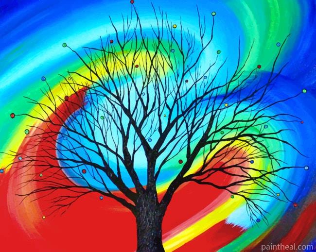 Colorful Tree Art Painting By Numbers Kits