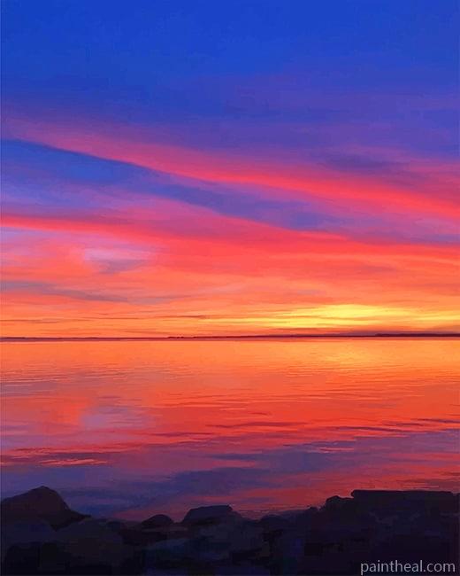 Sunset View Blue&Orange NEW Painting By Numbers Kits