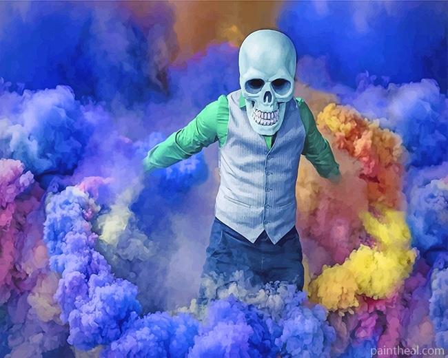 Colorful Skull Smoke Painting By Numbers Kits