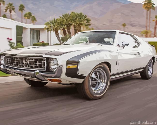 Cool White American Car Painting By Numbers Kits
