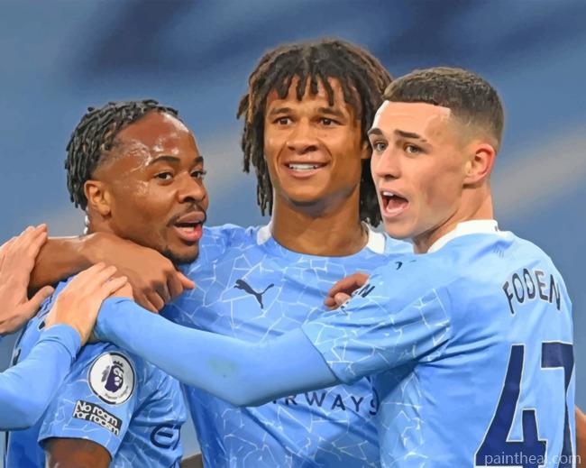 Man City Football Players Painting By Numbers Kits