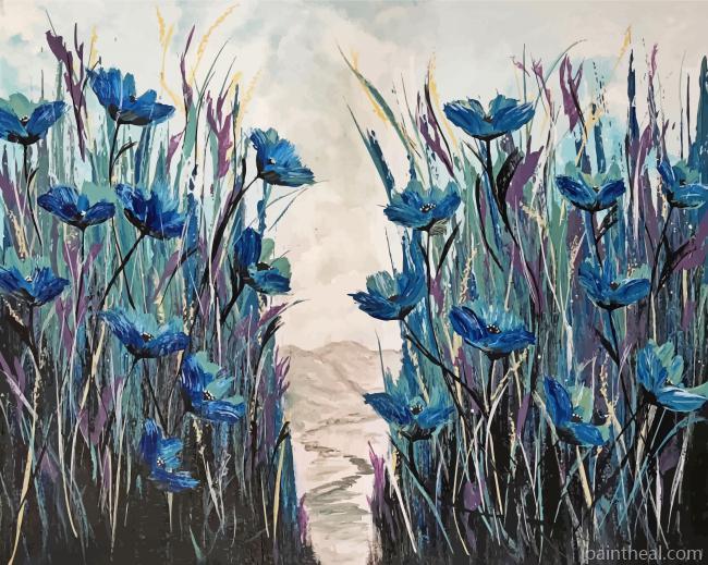 Blue Poppies Field Painting By Numbers Kits
