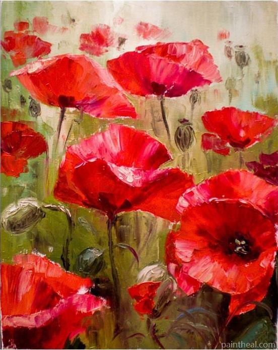 Red Flowers Art Painting By Numbers Kits