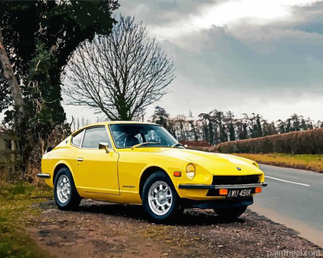 Yellow Datsun Car Painting By Numbers Kits