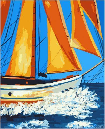 Yellow Sail Boat Seascape Painting By Numbers Kits