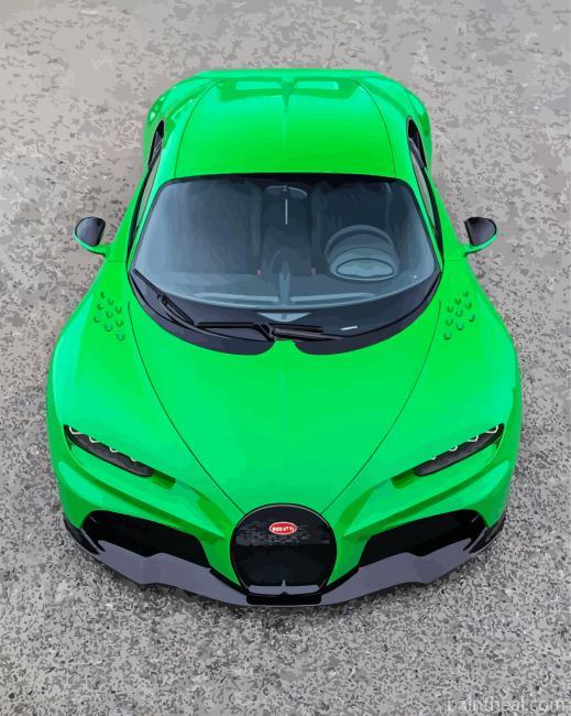 Green Car Bugatti Painting By Numbers Kits