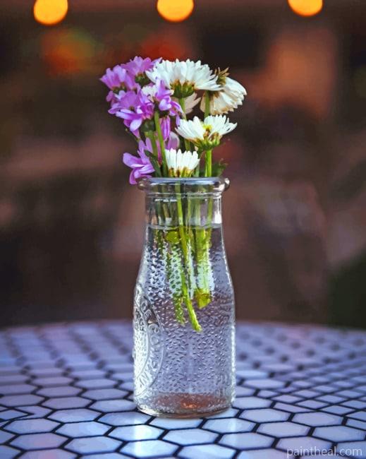 Glass Pot With Flowers Painting By Numbers Kits
