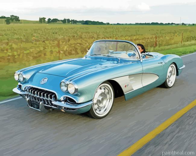 58 Chevrolet Corvette On Road Painting By Numbers Kits