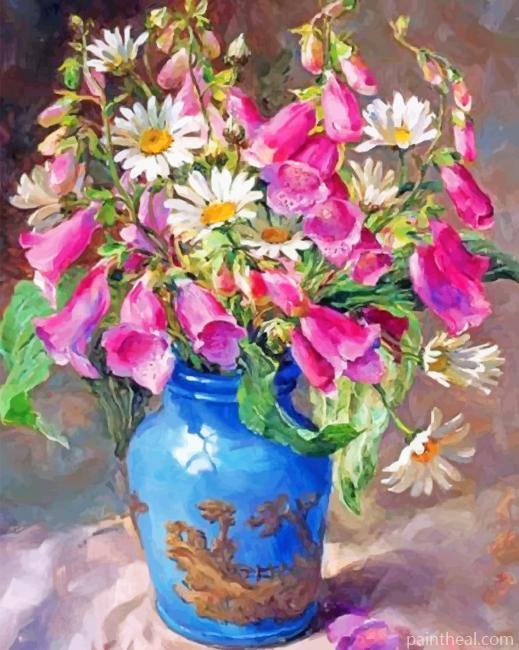 Blue Vase And Flowers Painting By Numbers Kits