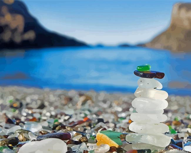 Beach Glass Stones Balance Painting By Numbers Kits